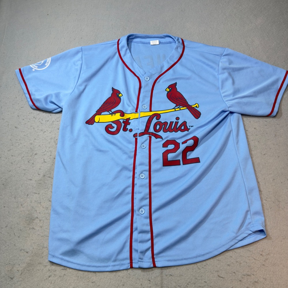 St. Louis Cardinals Baseball Jersey Mens XL Blue Excellent Number 22 Mesh - Picture 5 of 10